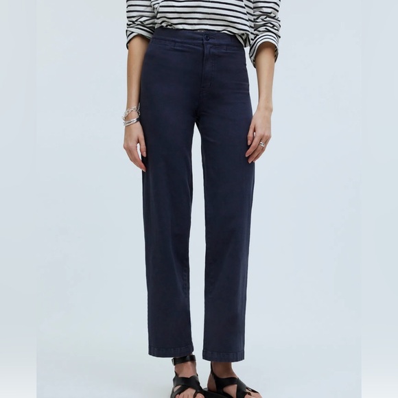 Madewell Emmett Classic Dark Navy Wide-Leg Cropped Pants - Picture 1 of 11